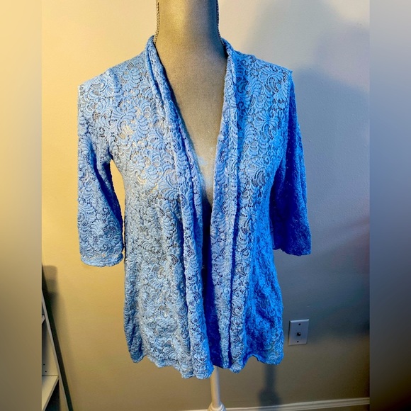 Emi & Ice Baby Blue Medium Lace Cardigan - Picture 1 of 5